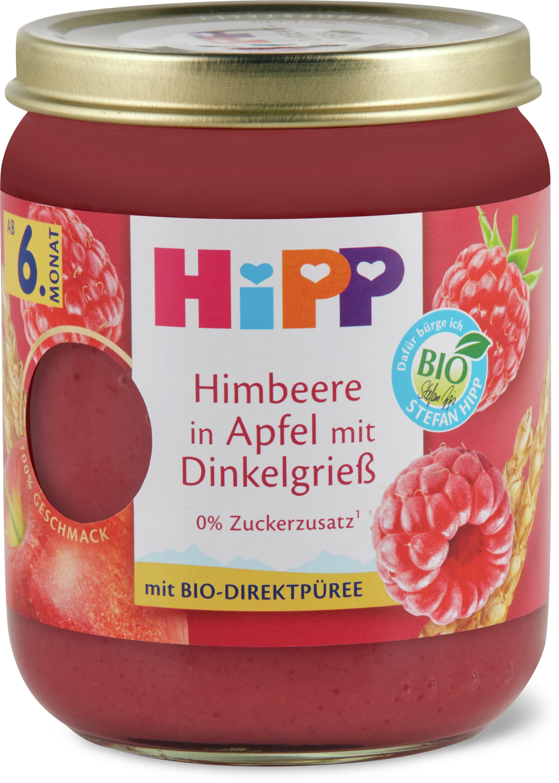 Hipp Himbeere in Apfel mit Dinkelgriess Brei 160g